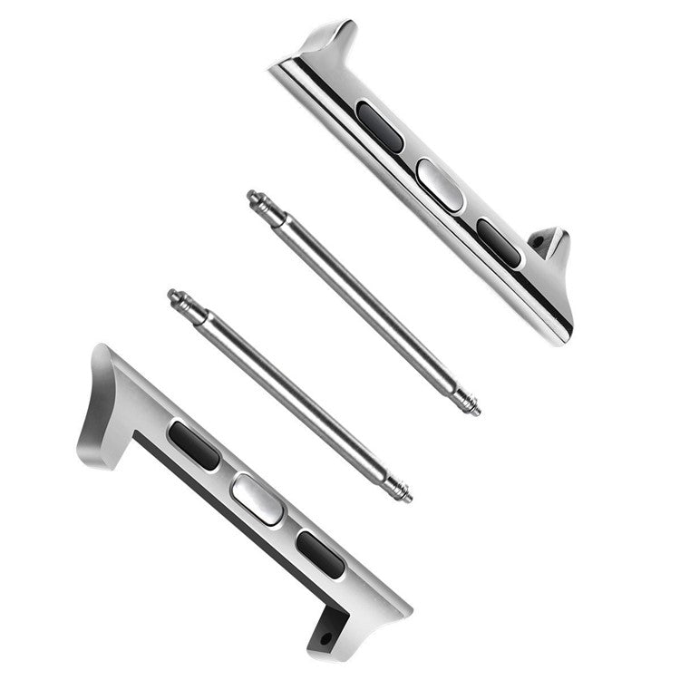 2Pcs/1 Pair Stainless Steel Watch Band Connectors Replace Part for Apple Watch Series 4 40mm, Series 3 / 2 / 1 38mm, Suitable for 22mm Strap - Silver