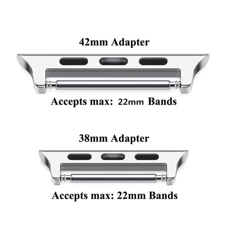 2Pcs/1 Pair Stainless Steel Watch Band Connectors Replace Part for Apple Watch Series 4 40mm, Series 3 / 2 / 1 38mm, Suitable for 22mm Strap - Silver