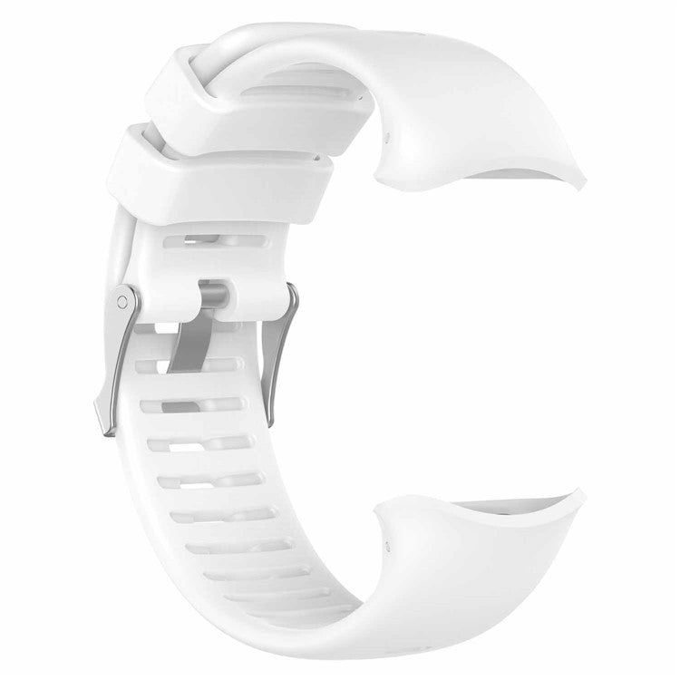 Silicone Replacement Strap Watch Band for Polar Vantage V, Pin Buckle Adjustable Wristband - White