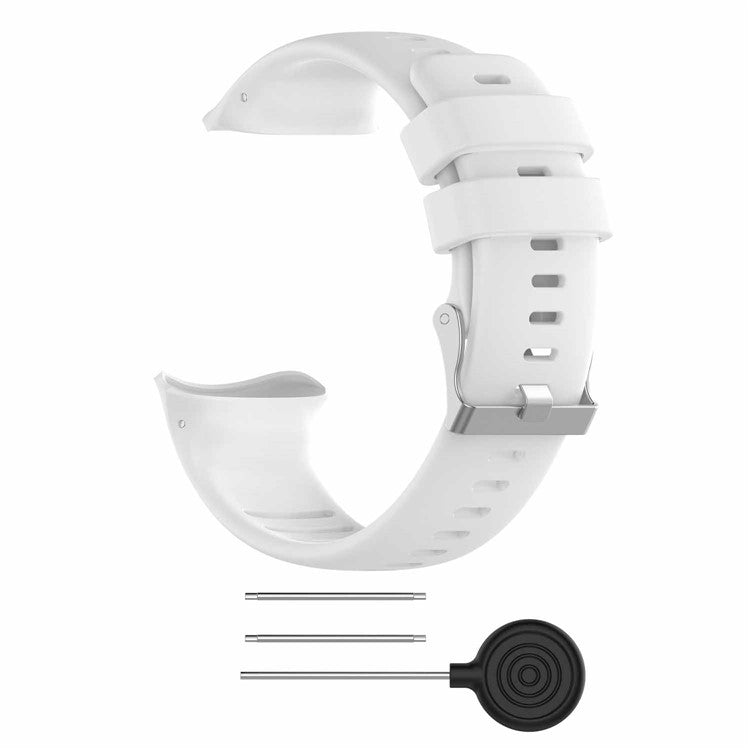 Silicone Replacement Strap Watch Band for Polar Vantage V, Pin Buckle Adjustable Wristband - White