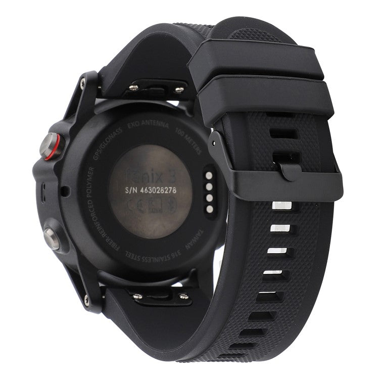 22mm Soft Textured Silicone Watch Band Wrist Bracelet for Garmin Fenix 5 / 5 Plus with Black Buckle - Black