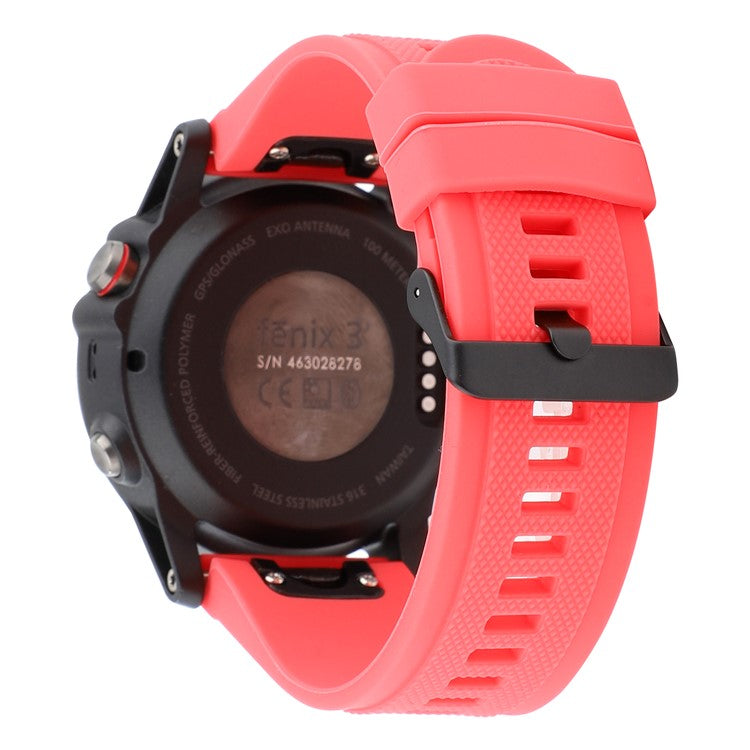 22mm Soft Textured Silicone Watch Band Wrist Bracelet for Garmin Fenix 5 / 5 Plus with Black Buckle - Red