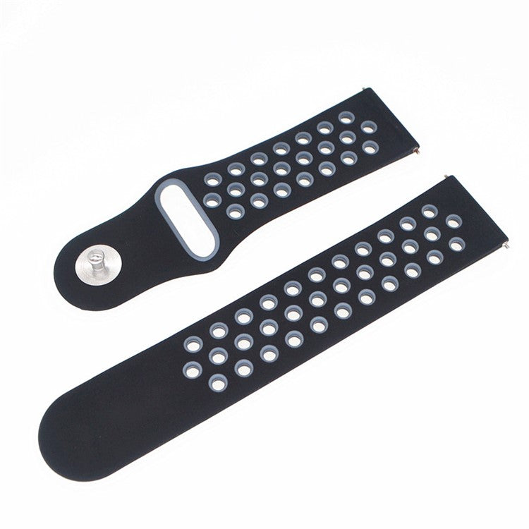 20mm Two-tone Silicone Hollow Watch Band for Samsung Galaxy Watch Active - Black / Blue