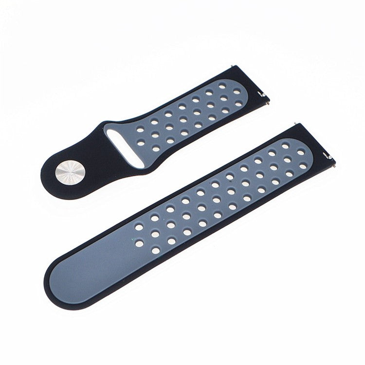 20mm Two-tone Silicone Hollow Watch Band for Samsung Galaxy Watch Active - Black / Blue