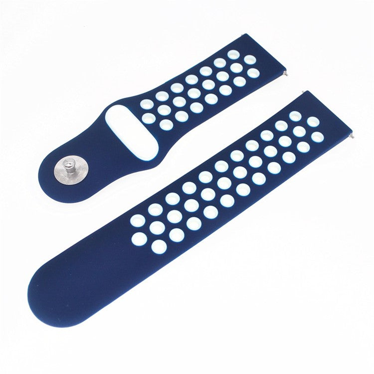 20mm Two-tone Silicone Hollow Watch Band for Samsung Galaxy Watch Active - Dark Blue / White
