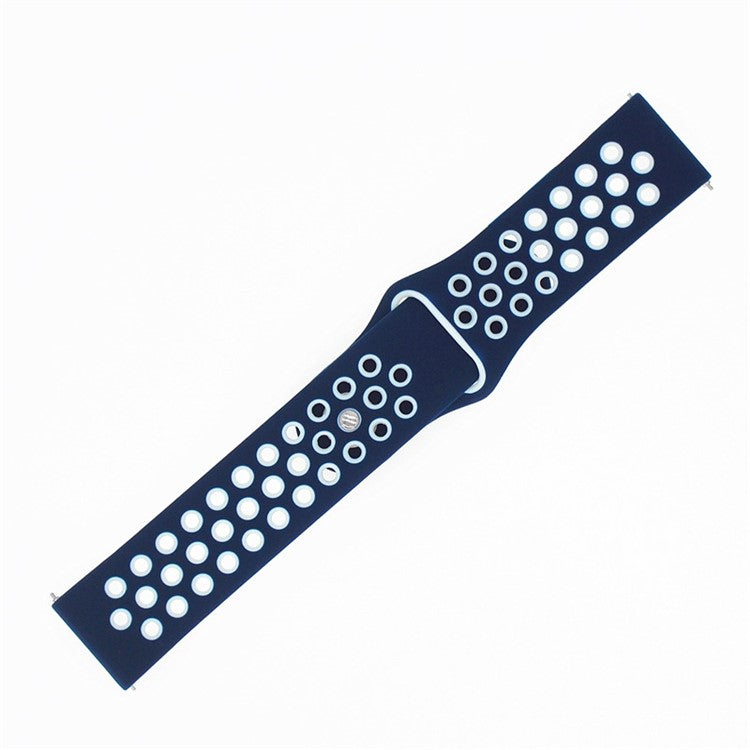 20mm Two-tone Silicone Hollow Watch Band for Samsung Galaxy Watch Active - Dark Blue / White