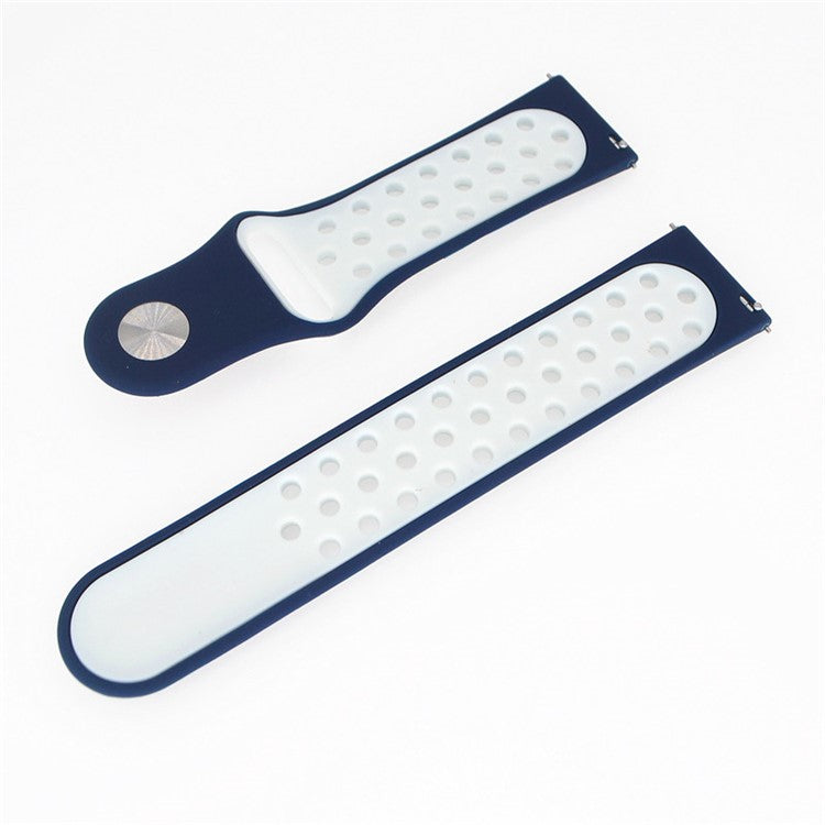 20mm Two-tone Silicone Hollow Watch Band for Samsung Galaxy Watch Active - Dark Blue / White