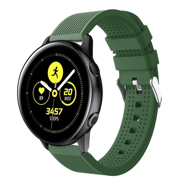 20mm Forehead Wrinkles Texture Soft Silicone Watch Band for Samsung Galaxy Watch Active SM-R500 - Army Green