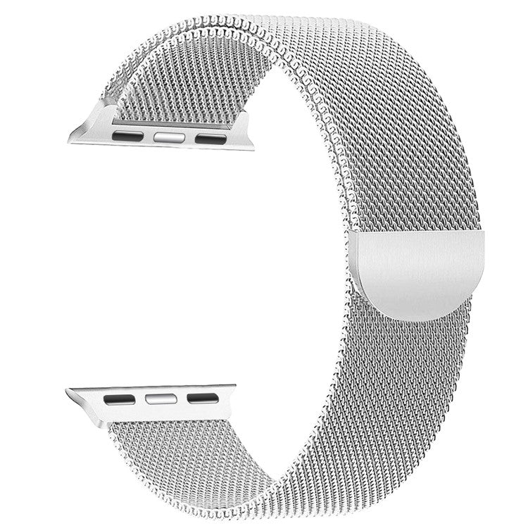 Milanese Mesh Stainless Steel Magnetic Watch Strap for Apple Watch Series 10 46mm / Ultra 2 Ultra 49mm / 9 8 7 45mm / SE (2023) SE (2022) SE 6 5 4 44mm / 3 2 1 42mm - Silver
