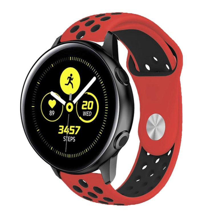 Bi-color Soft Silicone Watch Strap Replacement for Samsung Galaxy Watch Active - Red / Black