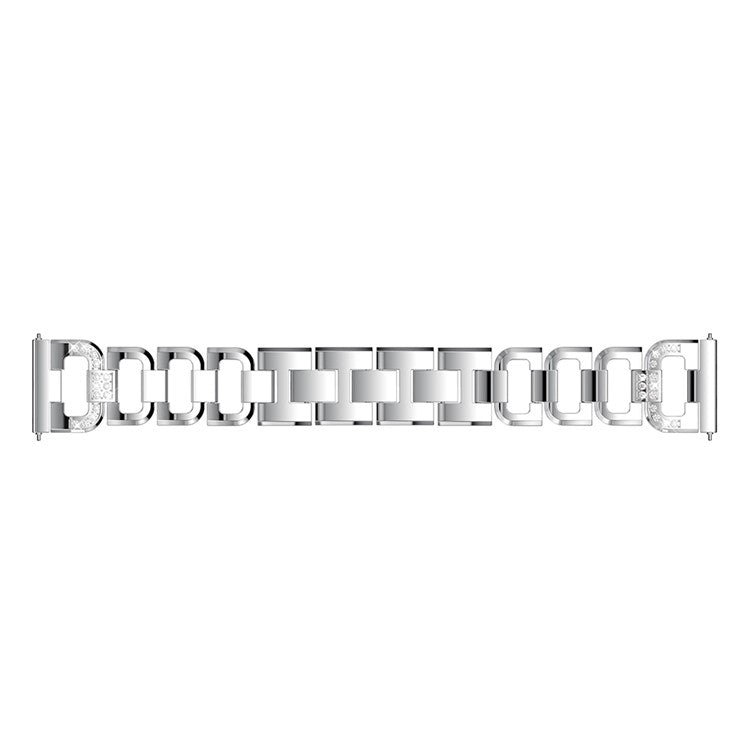 For Samsung Galaxy Watch Active SM-R500 Watch Band 20mm D-shape Rhinestone Decor Alloy Watch Bracelet - Silver