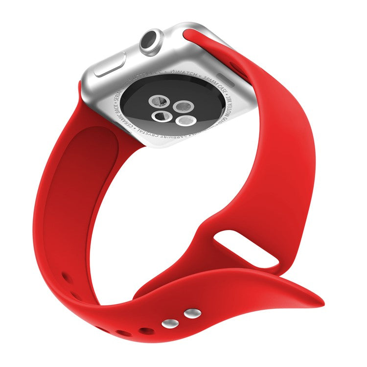 Double Buckle Soft Silicone Sport Watch Bracelet for Apple Watch Series 10 42mm / 9 8 7 41mm / SE (2023) SE (2022) SE 6 5 4 40mm / 3 2 1 38mm - Red