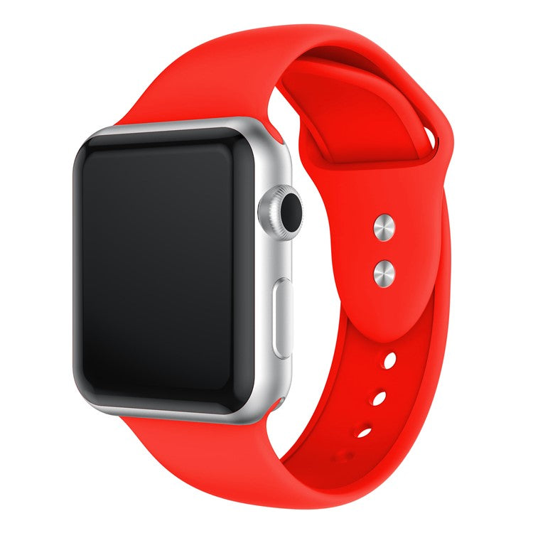 Double Buckle Soft Silicone Sport Watch Bracelet for Apple Watch Series 10 42mm / 9 8 7 41mm / SE (2023) SE (2022) SE 6 5 4 40mm / 3 2 1 38mm - Red