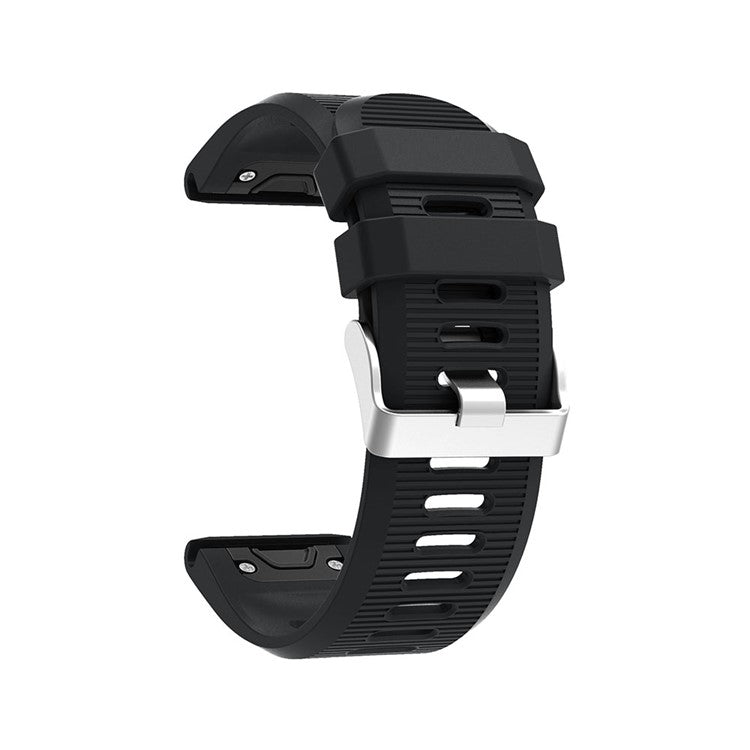 Horizontal Stripes Soft Silicone Watch Strap Replacement for Garmin Fenix 5X Plus - Black