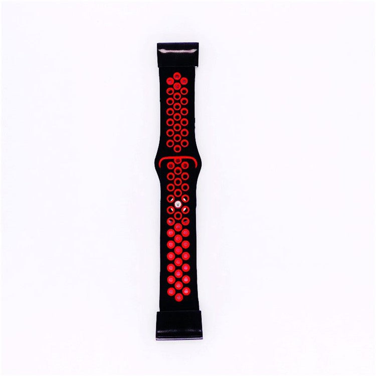 For Garmin Fenix 5/Garmin Forerunner 935 22mm Two-tone Hollow Silicone Watch Strap Wristband Replacement - Black / Red
