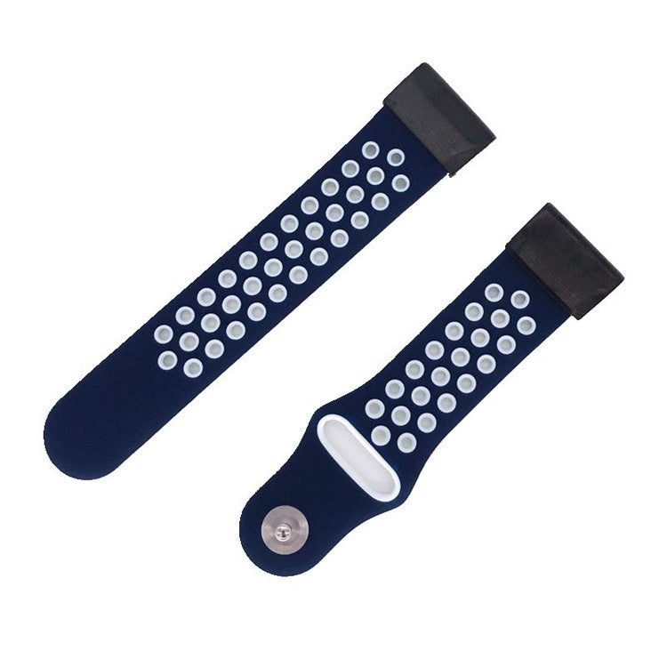 For Garmin Fenix 5/Garmin Forerunner 935 22mm Two-tone Hollow Silicone Watch Strap Wristband Replacement - Blue / White