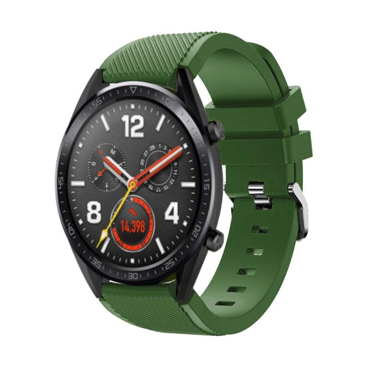 For Huawei Watch GT/Honor Watch Magic 22mm Twill Texture Silicone Watch Strap Wristband Replacement - Army Green