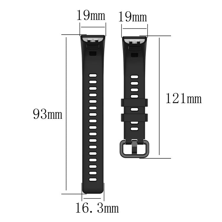 19mm TPU Watch Bracelet Replacement Band Strap for Huawei Band 3 Pro - Black