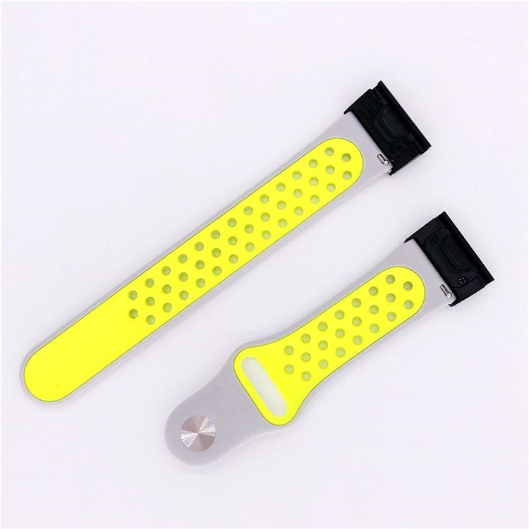 26mm Two-tone Silicone Watch Band for Garmin Fenix 5X - Grey / Yellow