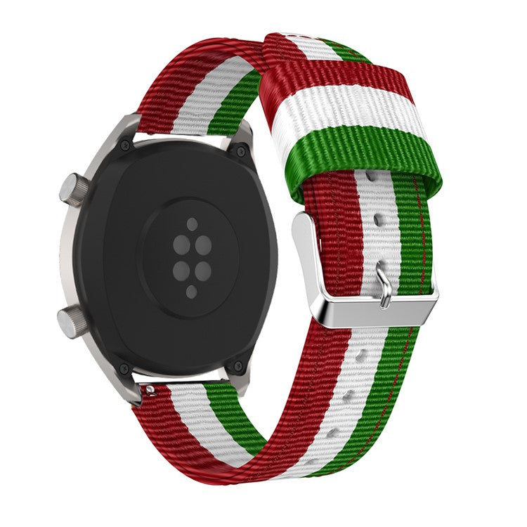 22mm Classic Buckle Nylon Watch Strap for Huawei Watch GT - Red / White / Green