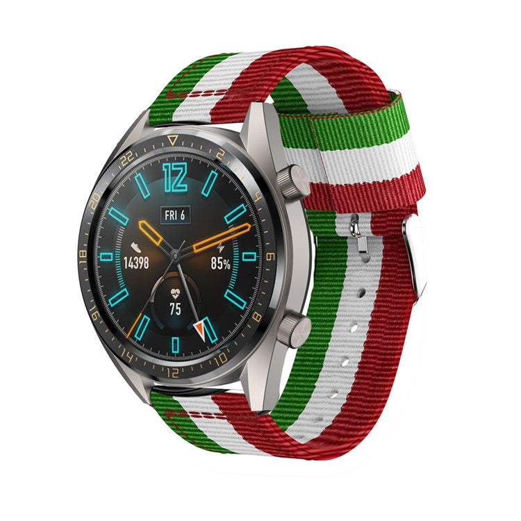22mm Classic Buckle Nylon Watch Strap for Huawei Watch GT - Red / White / Green