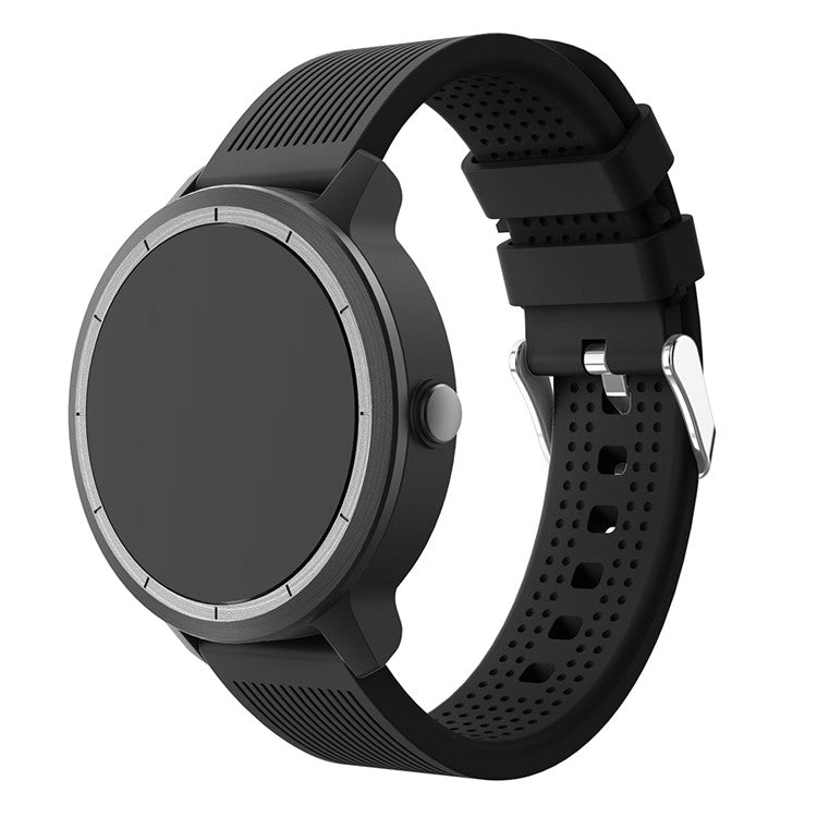 20mm Stripes Texture Silicone Watchband for Garmin Vivoactive 3 Adjustable Watch Strap Replacement - Black
