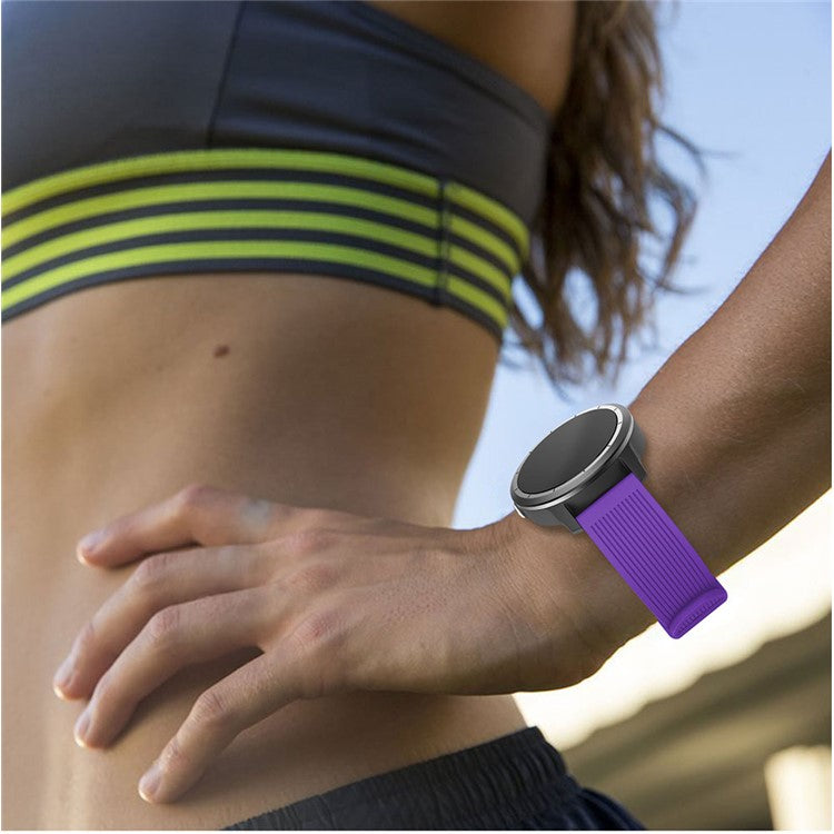 20mm Stripes Texture Silicone Watchband for Garmin Vivoactive 3 Adjustable Watch Strap Replacement - Purple
