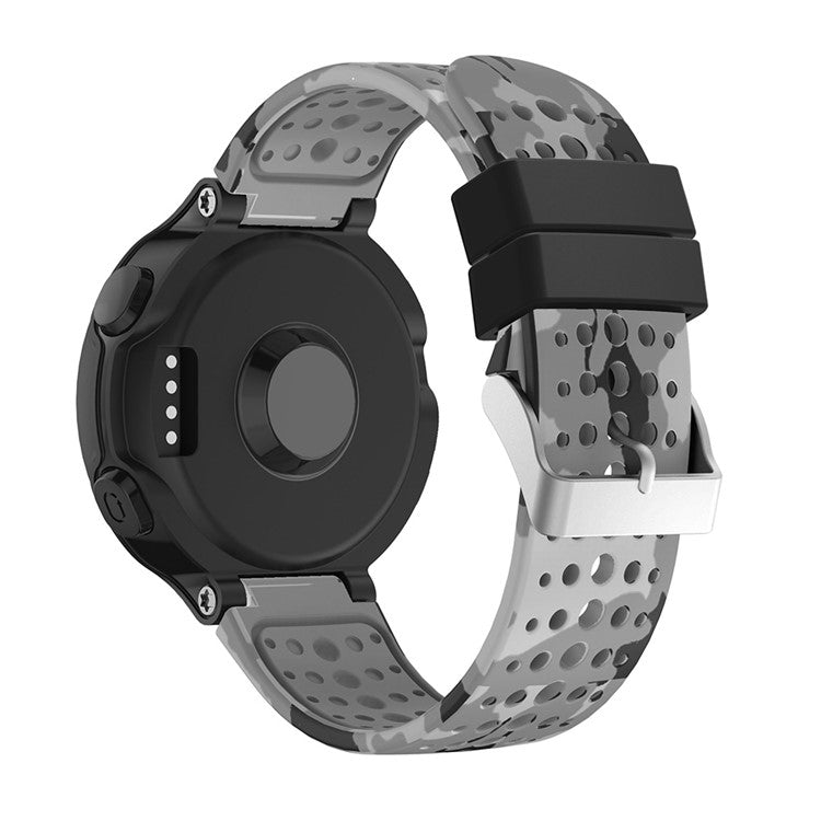 Pattern Printing Soft Silicone Watch Band for Garmin Forerunner 220 / 230 / 235 / 620 / 63 - Black / Grey