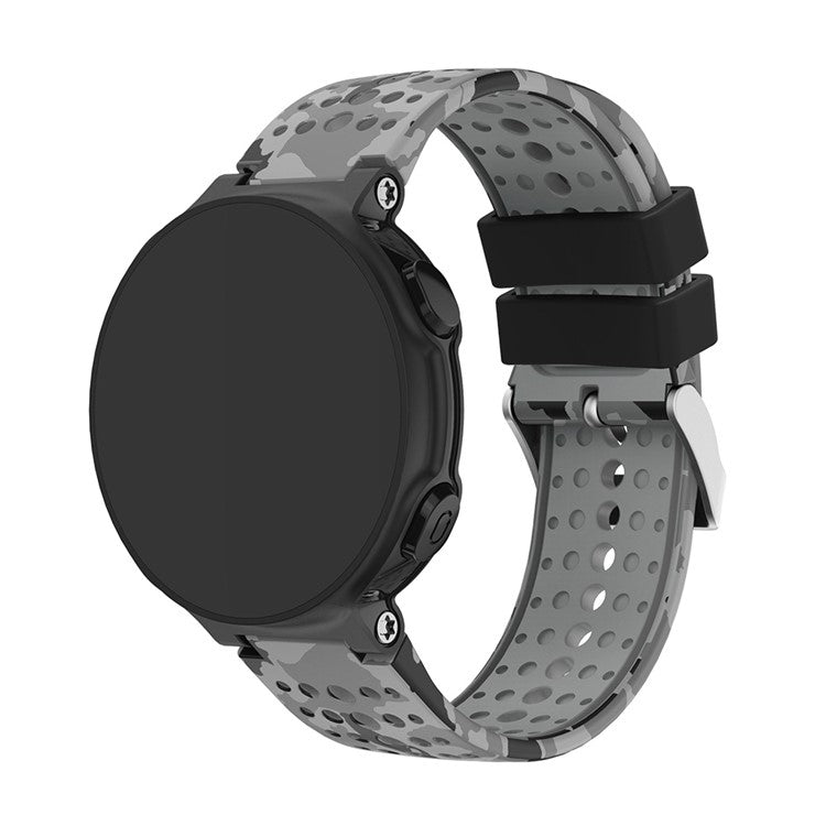 Pattern Printing Soft Silicone Watch Band for Garmin Forerunner 220 / 230 / 235 / 620 / 63 - Black / Grey
