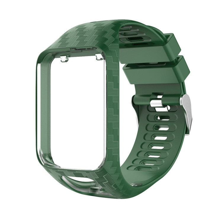 Radium Carving Silicone Watch Bracelet Replacement for TomTom Runner 3 / Golfer 2 GPS Watch - Blackish Green