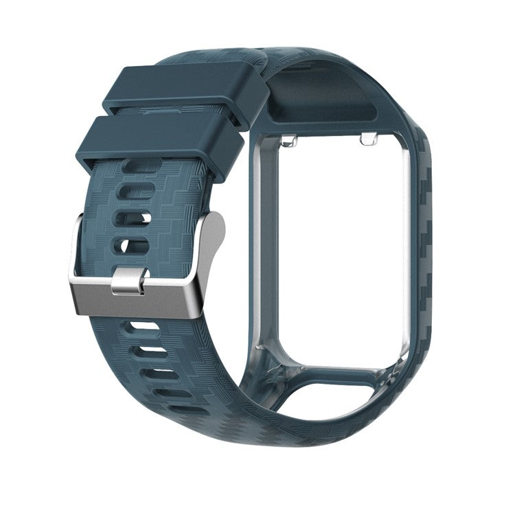 Radium Carving Silicone Watch Bracelet Replacement for TomTom Runner 3 / Golfer 2 GPS Watch - Dark Blue