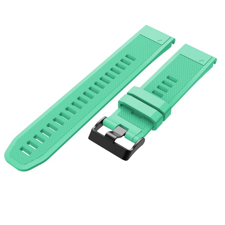 For Garmin Fenix 5 Silicone Sport Watch Band Adjustable Wrist Strap with Black Buckle - Cyan