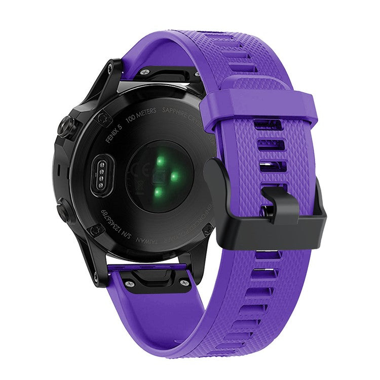 For Garmin Fenix 5 Silicone Sport Watch Band Adjustable Wrist Strap with Black Buckle - Purple