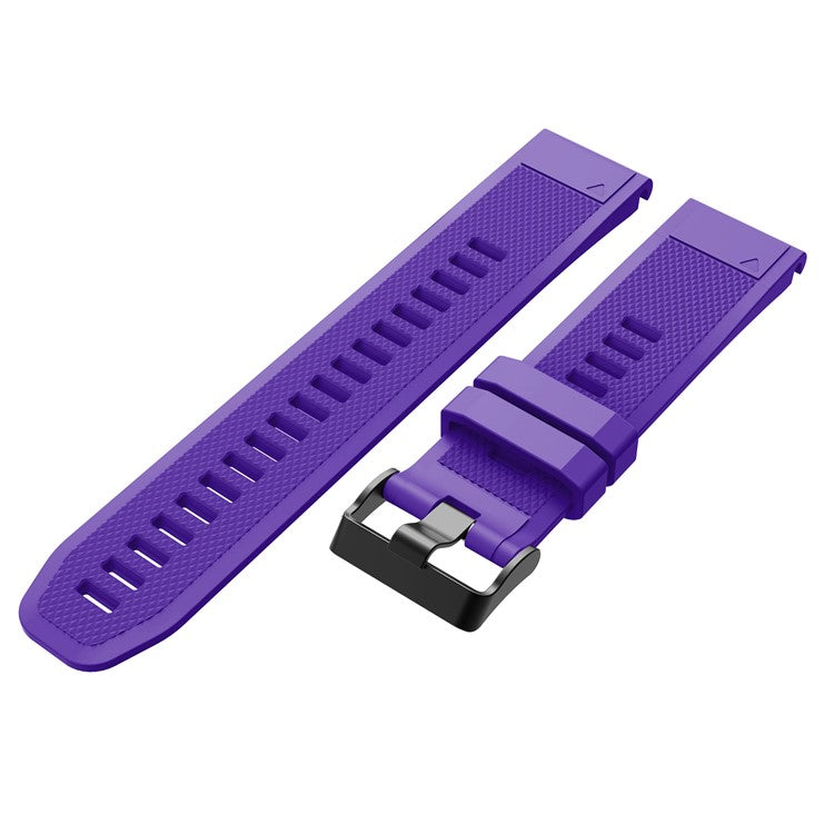 For Garmin Fenix 5 Silicone Sport Watch Band Adjustable Wrist Strap with Black Buckle - Purple