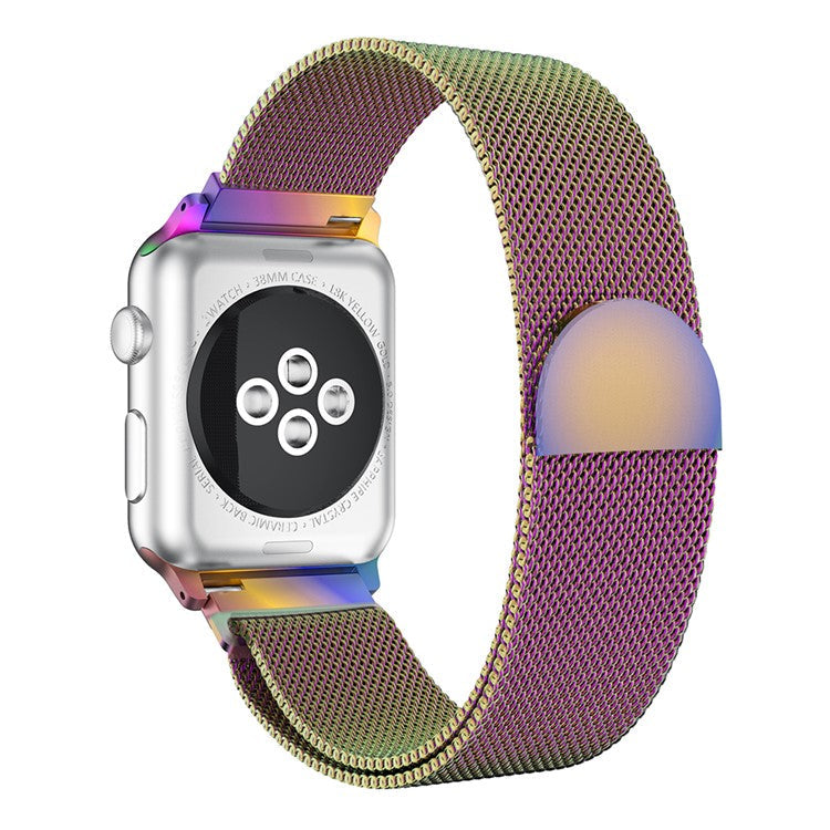 Milanese Watch Band for Apple Watch Series 10 46mm / Ultra 2 Ultra 49mm / 9 8 7 45mm / SE (2023) SE (2022) SE 6 5 4 44mm / 3 2 1 42mm, Semi-Circular Tail Magnetic Stainless Steel Watch Strap - Multi-Color
