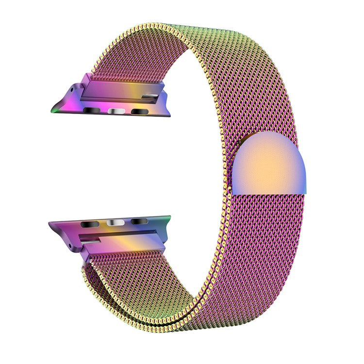 Milanese Watch Band for Apple Watch Series 10 46mm / Ultra 2 Ultra 49mm / 9 8 7 45mm / SE (2023) SE (2022) SE 6 5 4 44mm / 3 2 1 42mm, Semi-Circular Tail Magnetic Stainless Steel Watch Strap - Multi-Color