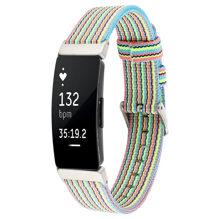 Nylon Canvas Watch Band with Metal Buckle for Fitbit Inspire HR - Multi-color