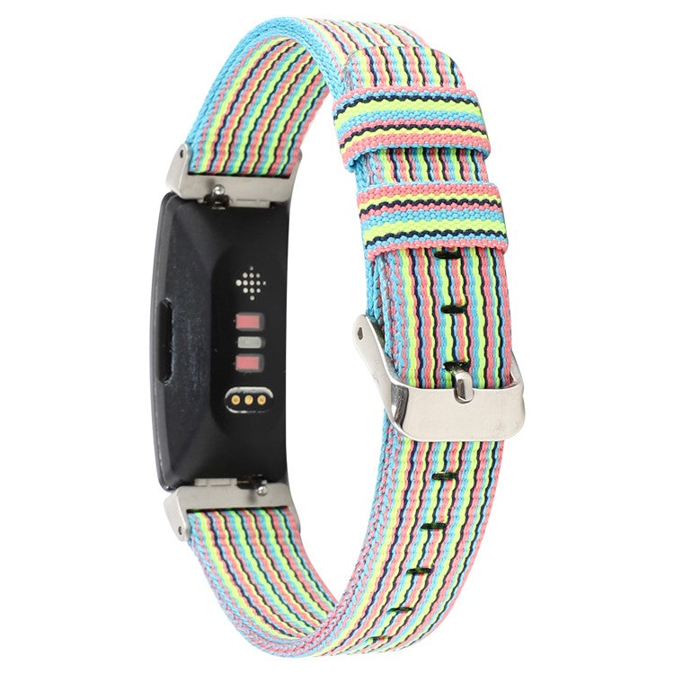 Nylon Canvas Watch Band with Metal Buckle for Fitbit Inspire HR - Multi-color