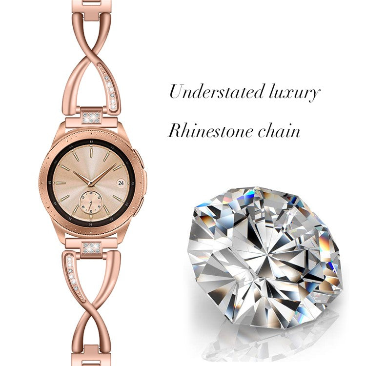 20mm X-shape Aluminum Alloy Diamond Watch Band for Samsung Galaxy Watch 42mm - Champagne Gold