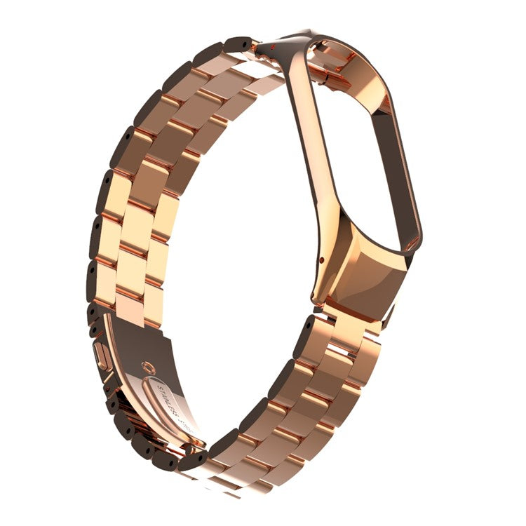 Solid Stainless Steel Metal Smart Watch Band for Xiaomi Mi Smart Band 4 - Rose Gold