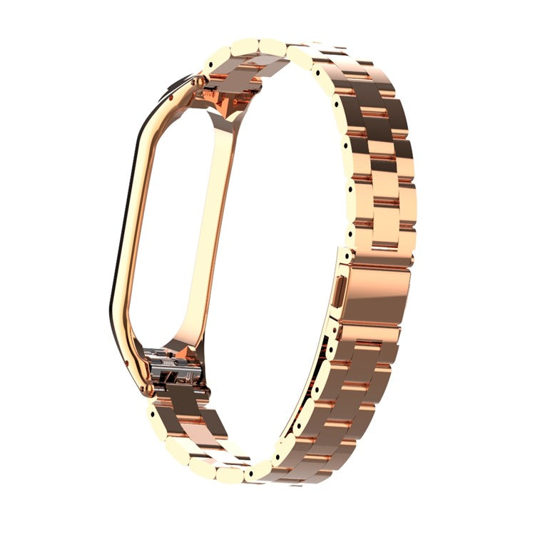 Solid Stainless Steel Metal Smart Watch Band for Xiaomi Mi Smart Band 4 - Rose Gold