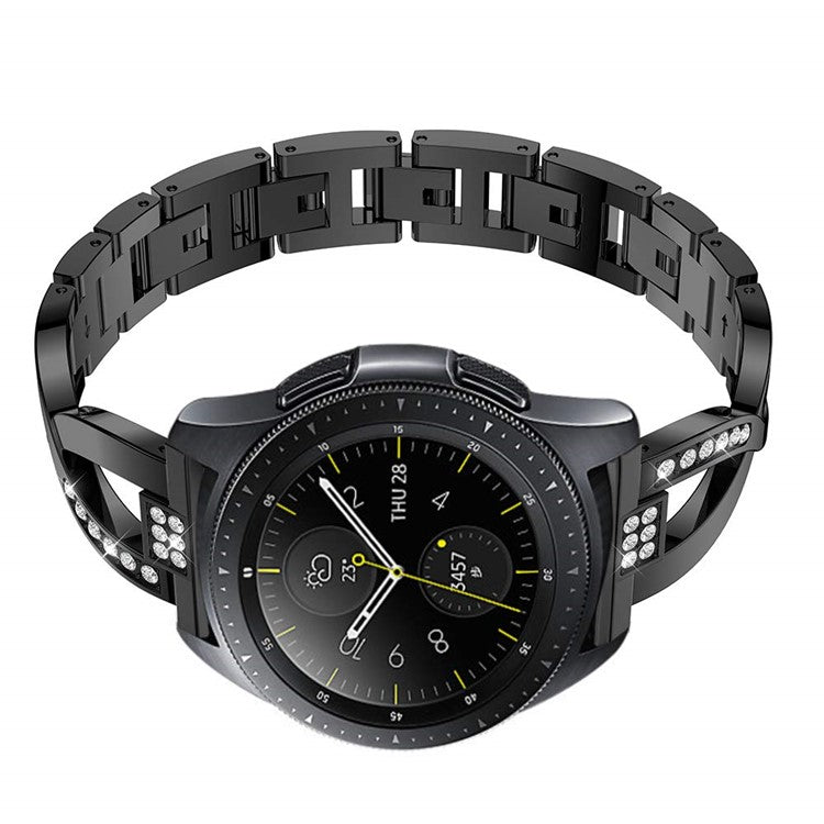 22mm Diamond Decor Stainless Steel Smart Watch Band for Samsung Gear S3 Classic/Frontier/Gear 2 R380 etc - Black