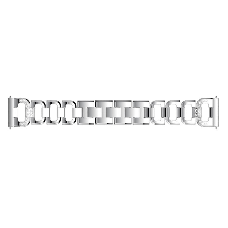 20mm X-shape Rhinestone Decor Alloy Smart Watch Band Strap for Garmin Forerunner 245 - Silver