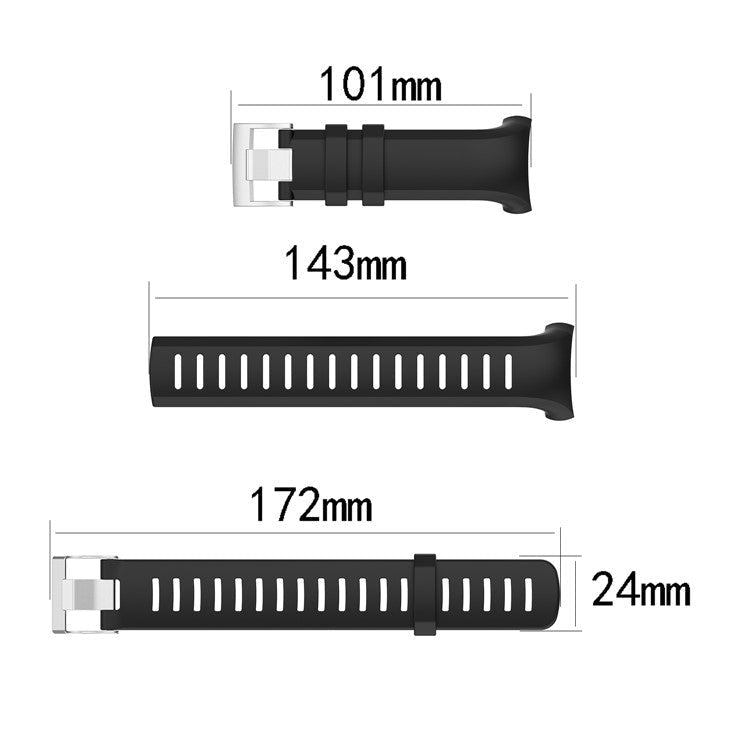 Silicone Smart Watch Replacement Band with Additional 172mm Strap for Suunto D6 Dive/ D6i Novo/Zulu - Black