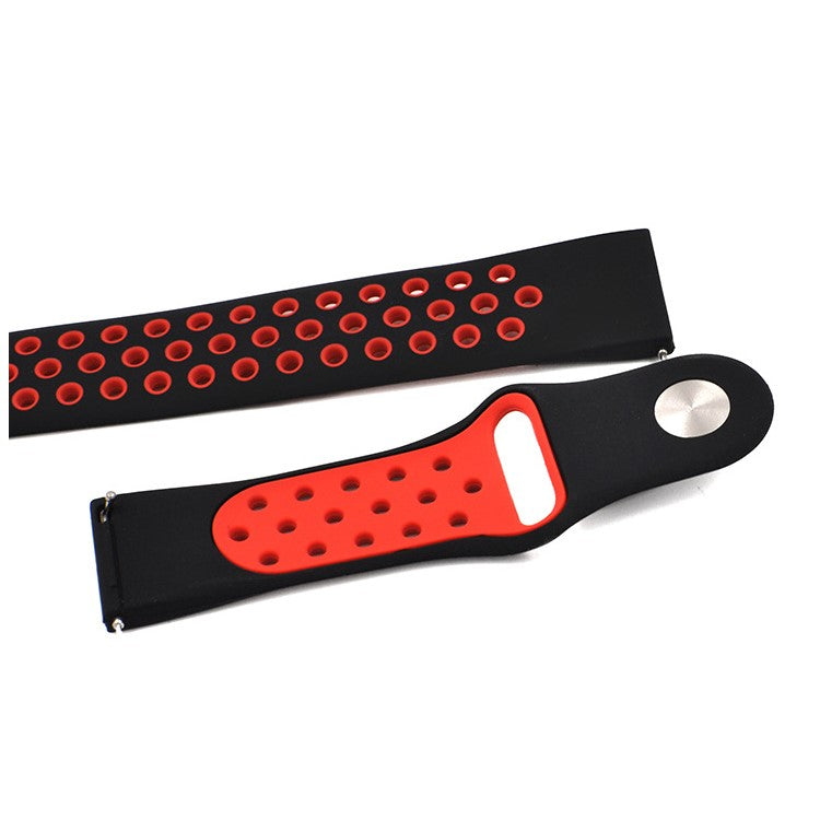22mm Two-tone Silicone Smart Watch Band for Huawei Watch GT / Ticwatch 1 / Huami - Black/Red