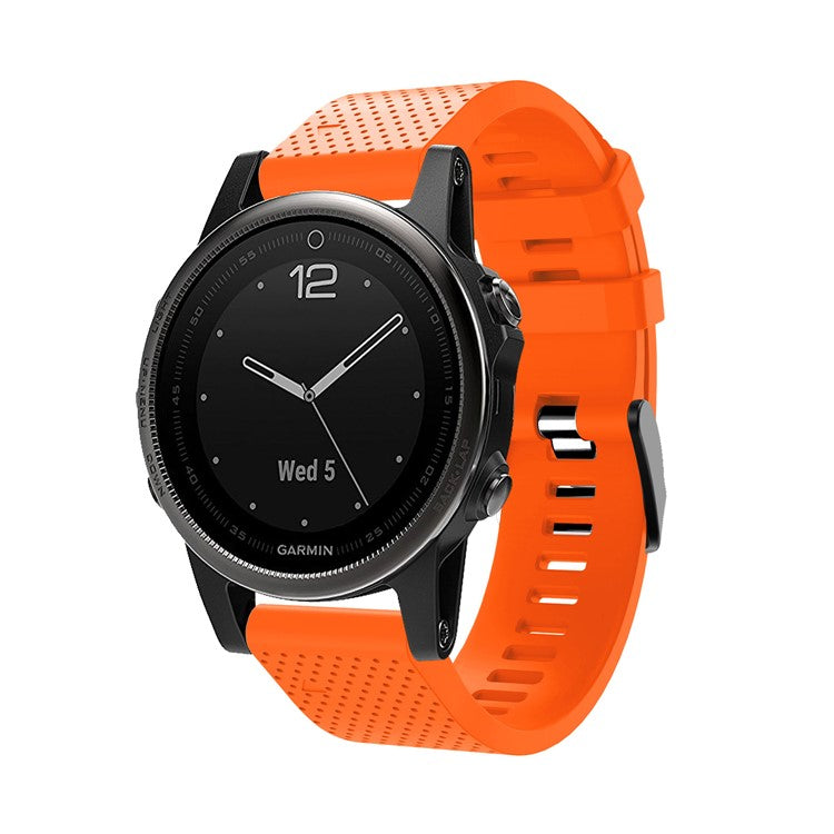 Stylish Silicone Sport Watch Band with Black Buckle for Garmin Fenix 5S Plus - Orange