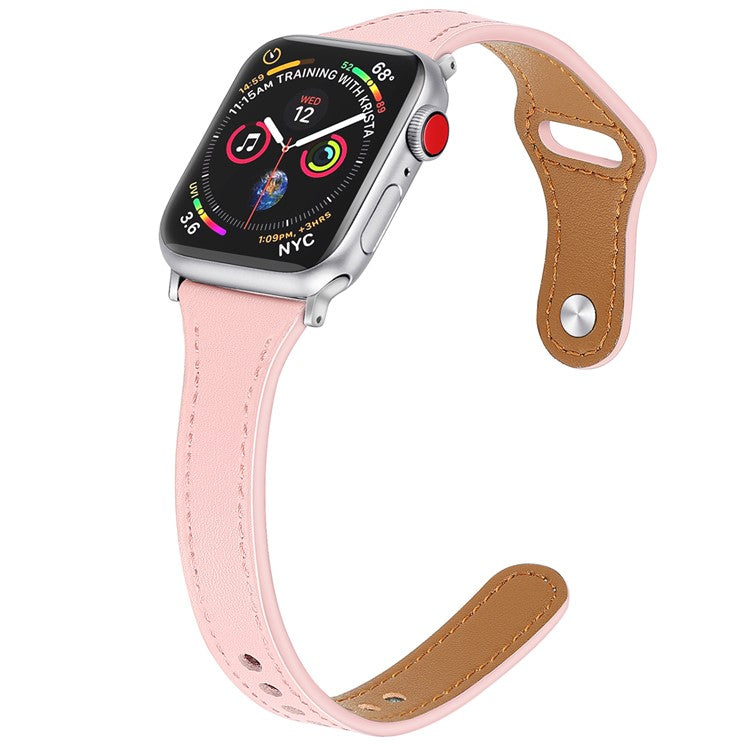 Genuine Leather Smart Watchband for Apple Watch Series 6 / SE / SE (2022) / 5 / 4 40mm / Series 3 / 2 / 1 Watch 38mm - Pink