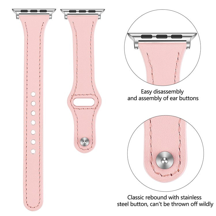Genuine Leather Smart Watchband for Apple Watch Series 6 / SE / SE (2022) / 5 / 4 40mm / Series 3 / 2 / 1 Watch 38mm - Pink