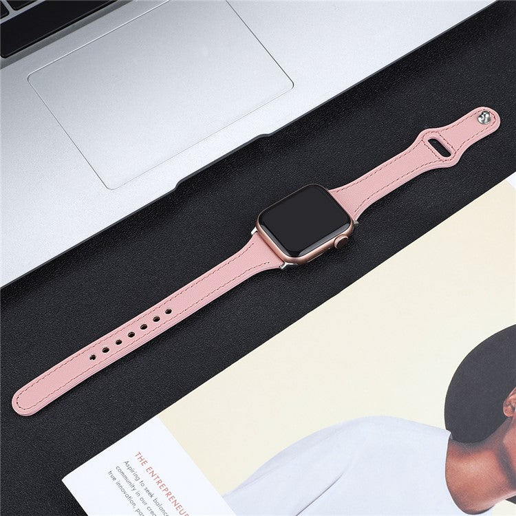 Genuine Leather Smart Watchband for Apple Watch Series 6 / SE / SE (2022) / 5 / 4 40mm / Series 3 / 2 / 1 Watch 38mm - Pink