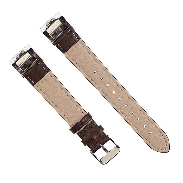 Crocodile Texture Genuine Leather Smart Watch Band for Fitbit Charge 2 - Brown